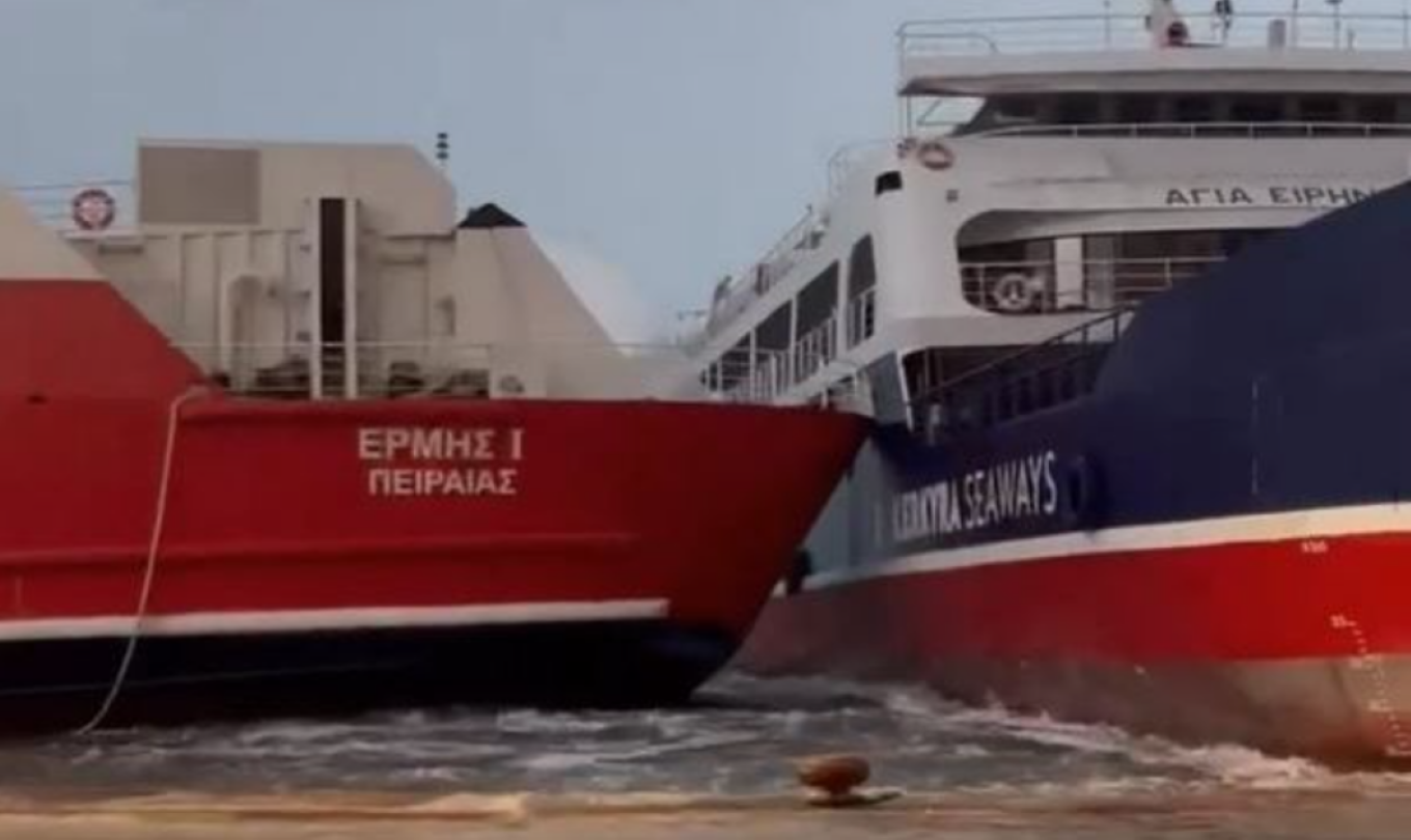 Έσπασαν οι κάβοι και συγκρούστηκαν πλοία στο λιμάνι της Ηγουμενίτσας, δείτε βίντεο